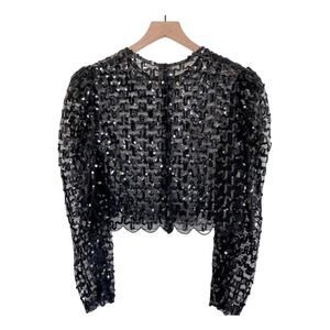 Handmade Black Sheer Sequin Top Size S-M